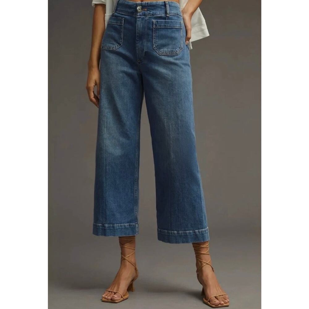 PILCRO Sz 28 The Skipper High Rise Wide Leg Ankle  Flare Stretch Casual Staple